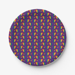 Assiettes En Carton Motif Rainbow Hearts