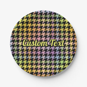 Assiettes En Carton Motif Rainbow Houndstooth