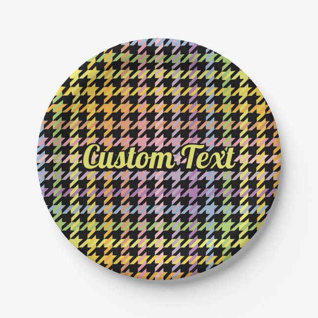 Assiettes En Carton Motif Rainbow Houndstooth (Devant)