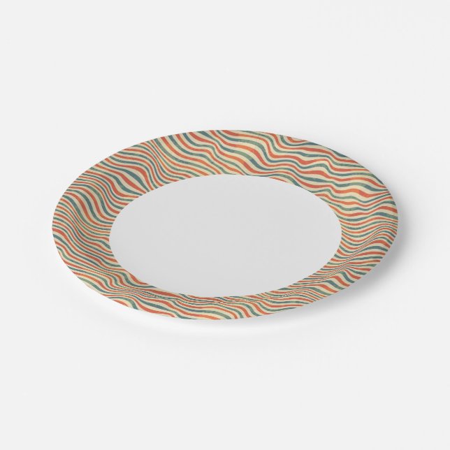 Assiettes En Carton motif rayé (Angle)