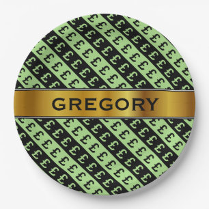 Assiettes En Carton Motif rayé noir et vert (£)