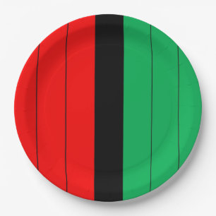 Assiettes En Carton Motif rayé vert noir rouge de Kwanzaa Kinara