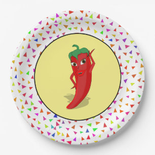 Assiettes En Carton Motif Red Hot Pepper Diva Confetti