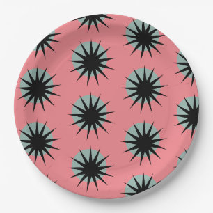 Assiettes En Carton Motif rétro atomique Sunburst