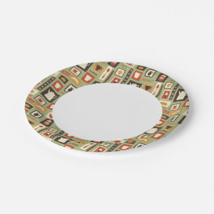 Assiettes En Carton motif rétro avec cuisine pour le petit-déjeuner