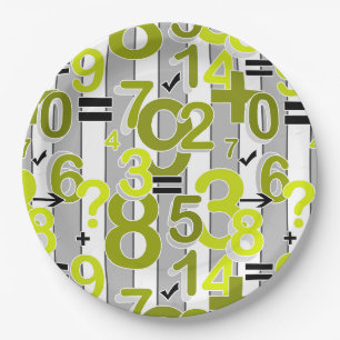 Assiettes En Carton Motif rétro lumineux arithmétique mathématique col