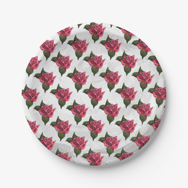 Assiettes En Carton Motif rose (Devant)