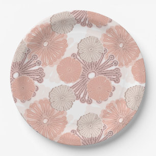 Assiettes En Carton Motif rose Gold Flower