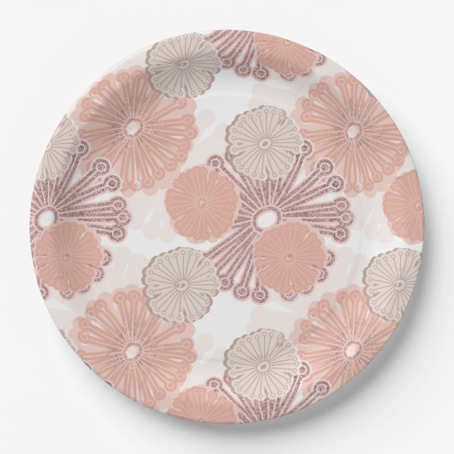 Assiettes En Carton Motif rose Gold Flower (Devant)