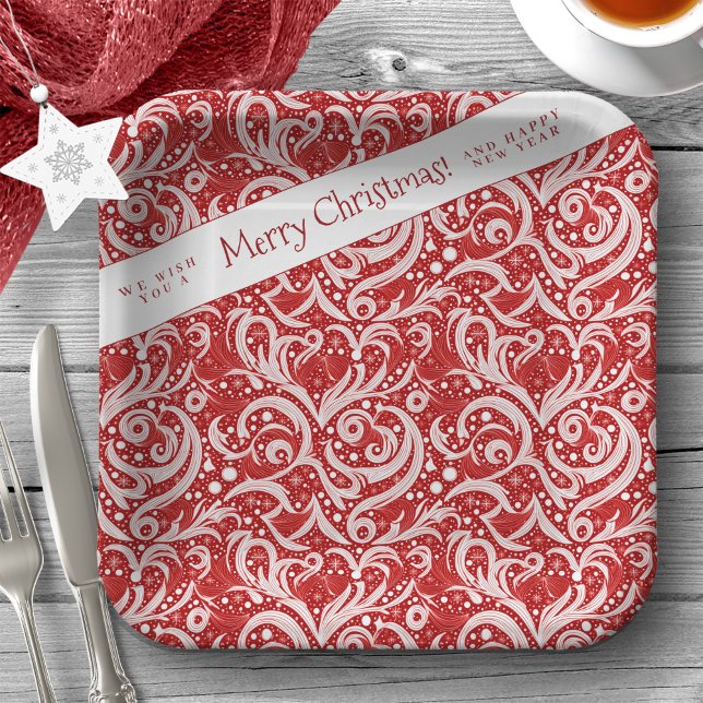 Assiettes En Carton Motif rouge Abstrait de flocon de neige #10 ID1009 (Créateur téléchargé)