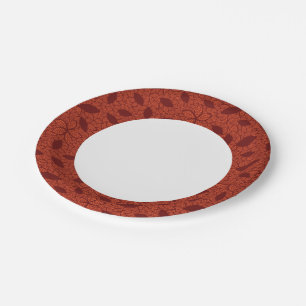 Assiettes En Carton motif rouge feuille orange