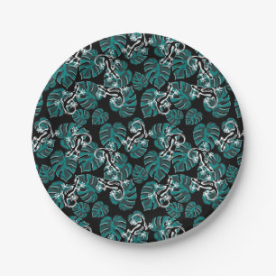 Assiettes En Carton Motif Salamandre et feuille verte