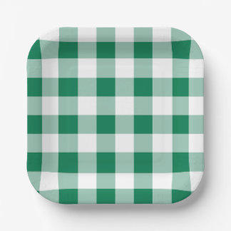 Assiettes En Carton Motif sans couture à carreaux verts classiques