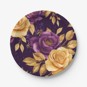 Assiettes En Carton motif sans couture avec fleurs violettes