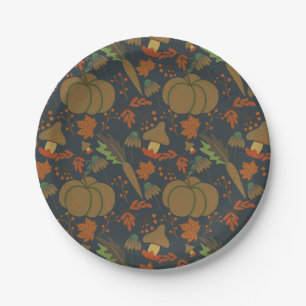 Assiettes En Carton Motif sans couture Citrouille et carotte arrière -
