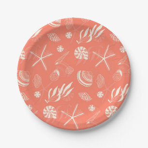 Assiettes En Carton Motif sans joint avec coquillages