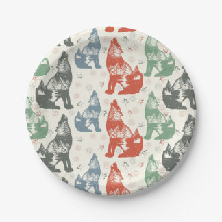 Assiettes En Carton motif sans soudure, amoureux du loup