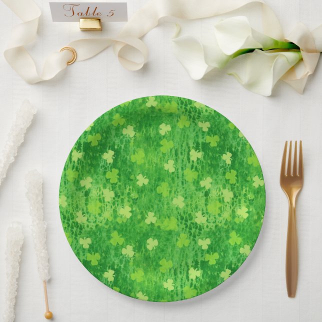 Assiettes En Carton Motif shamrock - Irlandais Clover - Plaque papier (Mariage)