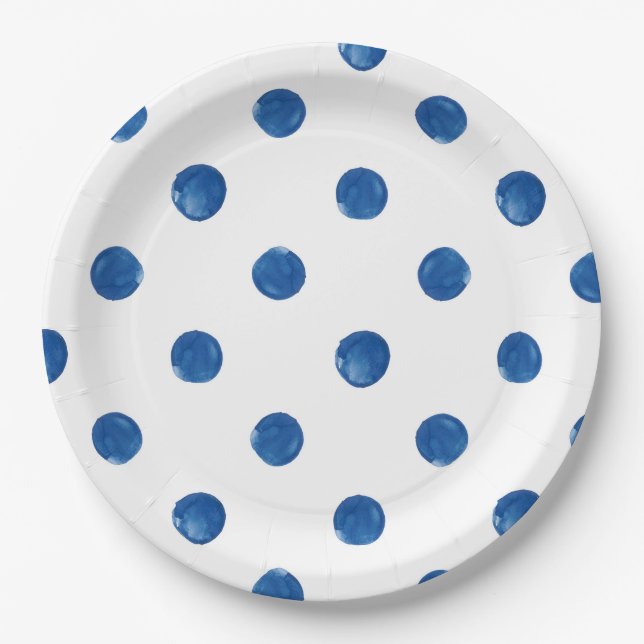Assiettes En Carton Motif shibori pois (Devant)