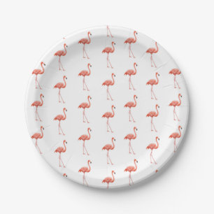 Assiettes En Carton Motif simple de Flamant rose rose
