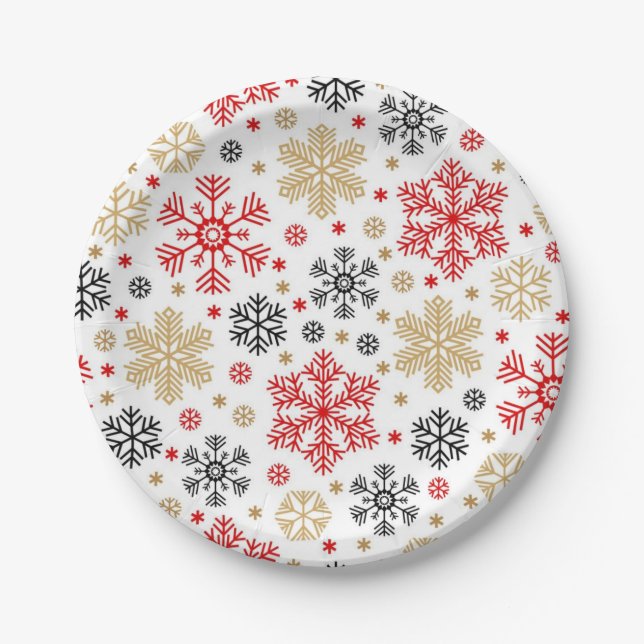 Assiettes En Carton Motif Snowflake (Devant)