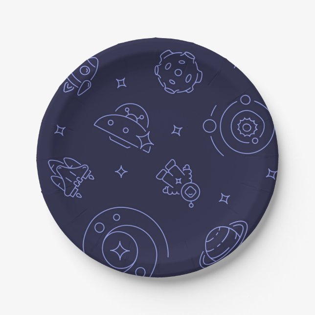 Assiettes En Carton Motif spatial (Devant)