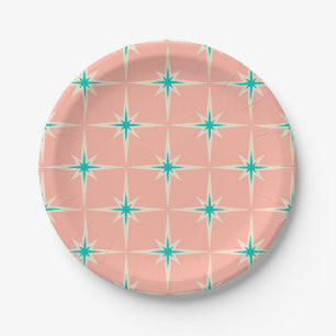 Assiettes En Carton Motif Starburst moderne du milieu du siècle