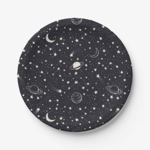 Assiettes En Carton Motif Stars & Planètes