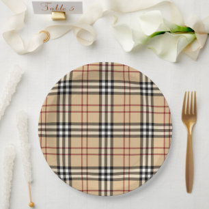 Assiettes En Carton Motif Tartan Écossais