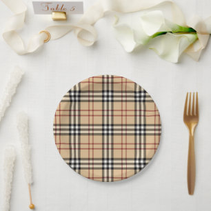 Assiettes En Carton Motif Tartan Écossais