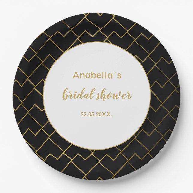 Assiettes En Carton Motif tendance chic géométrique Golden Blush Carre (Devant)