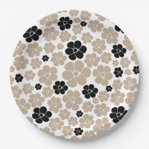Assiettes En Carton Motif tendance en Taupe, noir et blanc