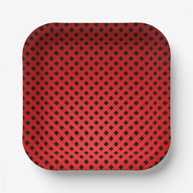 Assiettes En Carton Motif tendance et chic rouge et noir (Recto)