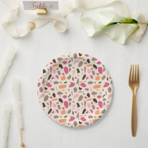Assiettes En Carton Motif Terrazzo
