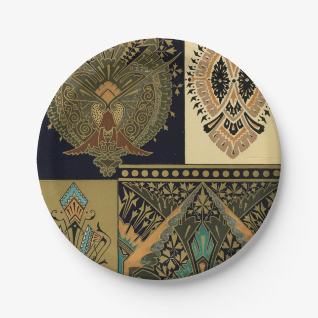 Assiettes En Carton Motif textile Art nouveau Christopher (Devant)