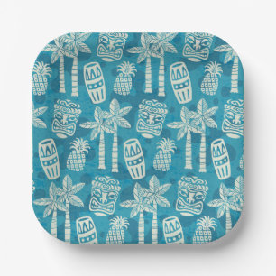 Assiettes En Carton Motif Tiki Rétro Moderne du Milieu du Siècle