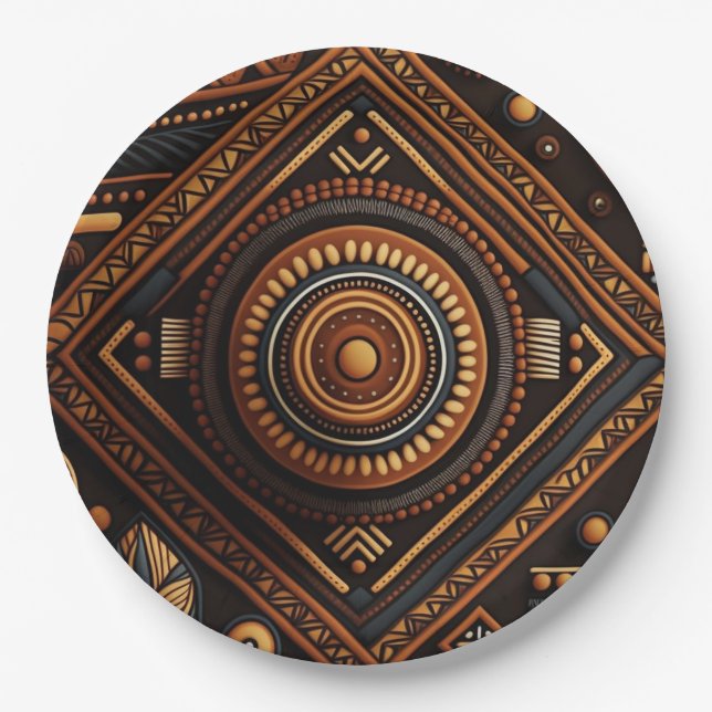Assiettes En Carton Motif traditionnel africain. Afrique ethnique (Devant)