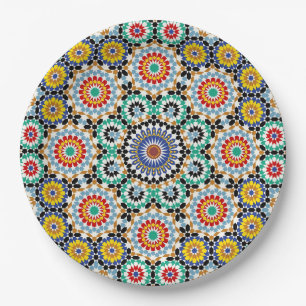 Assiettes En Carton Motif traditionnel bohème mosaïque marocaine