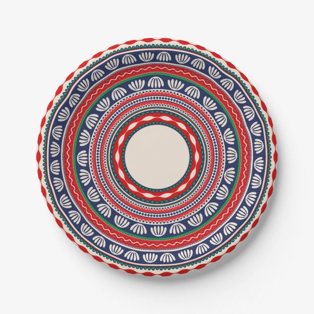 Assiettes En Carton motif traditionnel roumain (Devant)
