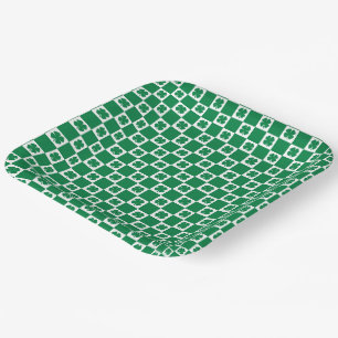 Assiettes En Carton Motif Trèfle à Trois Feuilles Vert et Blanc à Carr