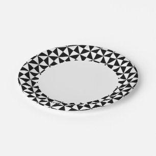 Assiettes En Carton Motif triangulaire noir et blanc
