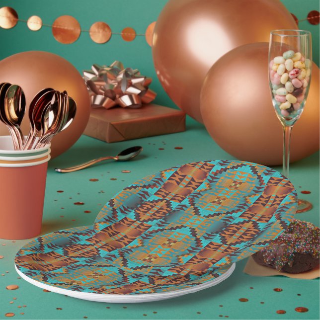 Assiettes En Carton Motif tribal autochtone amérindien (Multi)