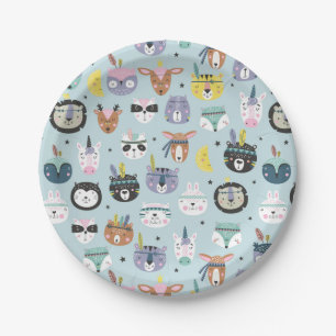 Assiettes En Carton Motif tribal mignon de visage