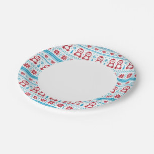 Assiettes En Carton motif tricoté de Noël et d'hiver