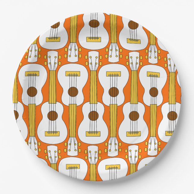 Assiettes En Carton Motif Ukulele vertical (Devant)