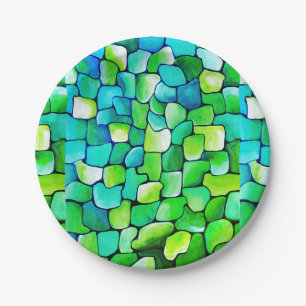 Assiettes En Carton Motif vert contemporain
