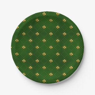 Assiettes En Carton Motif vert d'or de trèfle