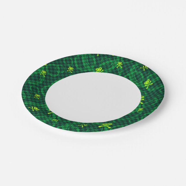 Assiettes En Carton Motif vert Emo avec cercles (Angle)