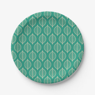 Assiettes En Carton Motif vert stylisé de feuille