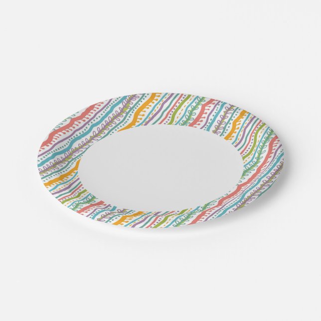 Assiettes En Carton Motif vertical des bandes Abstraites (Angle)